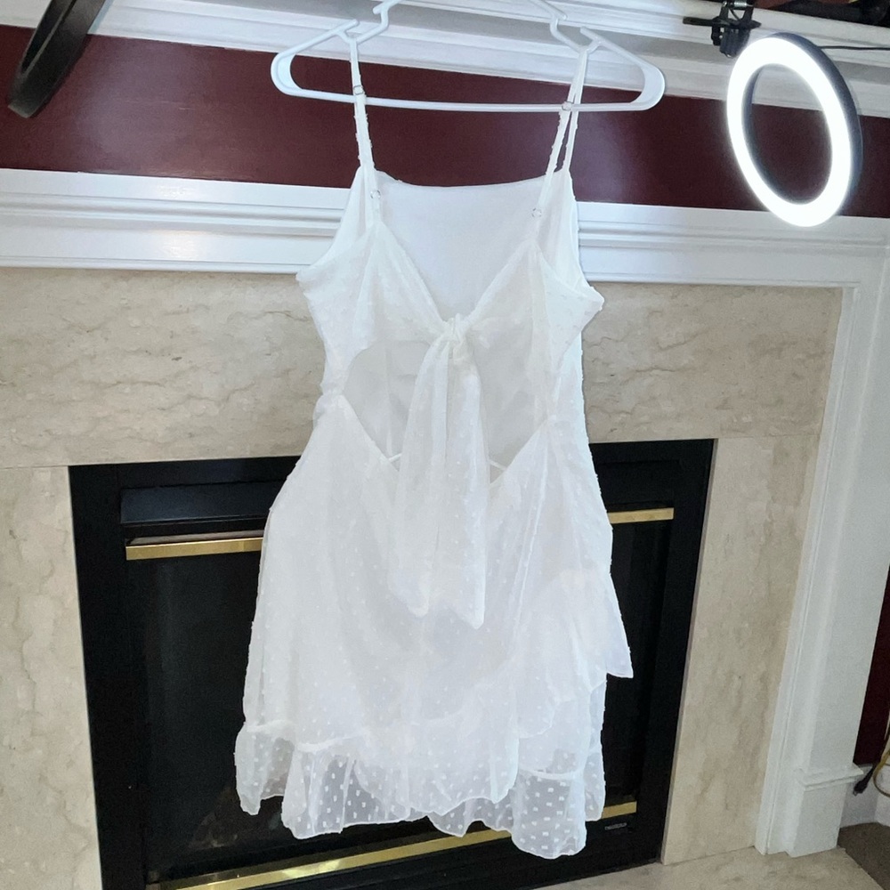 White Ruffle Open Back Ruffled Slip Dress - Picture 2 of 10